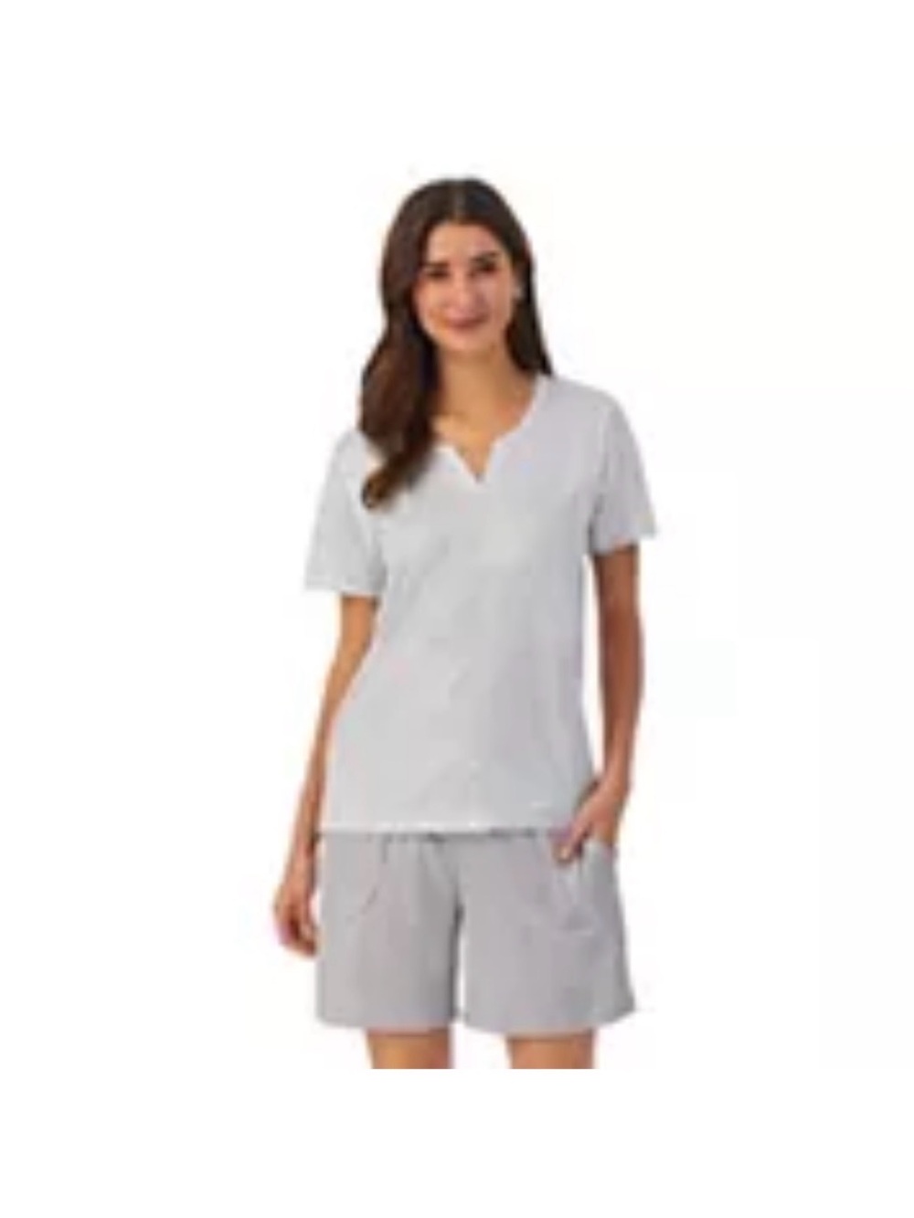 Cuddl Duds Gray & White Striped Pajama Set XS